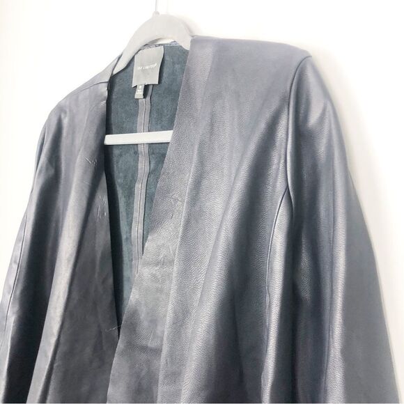 THE LIMITED | Vegan Leather Navy Blue Open Front Drape Jacket Women’s Size M - Picture 5 of 13